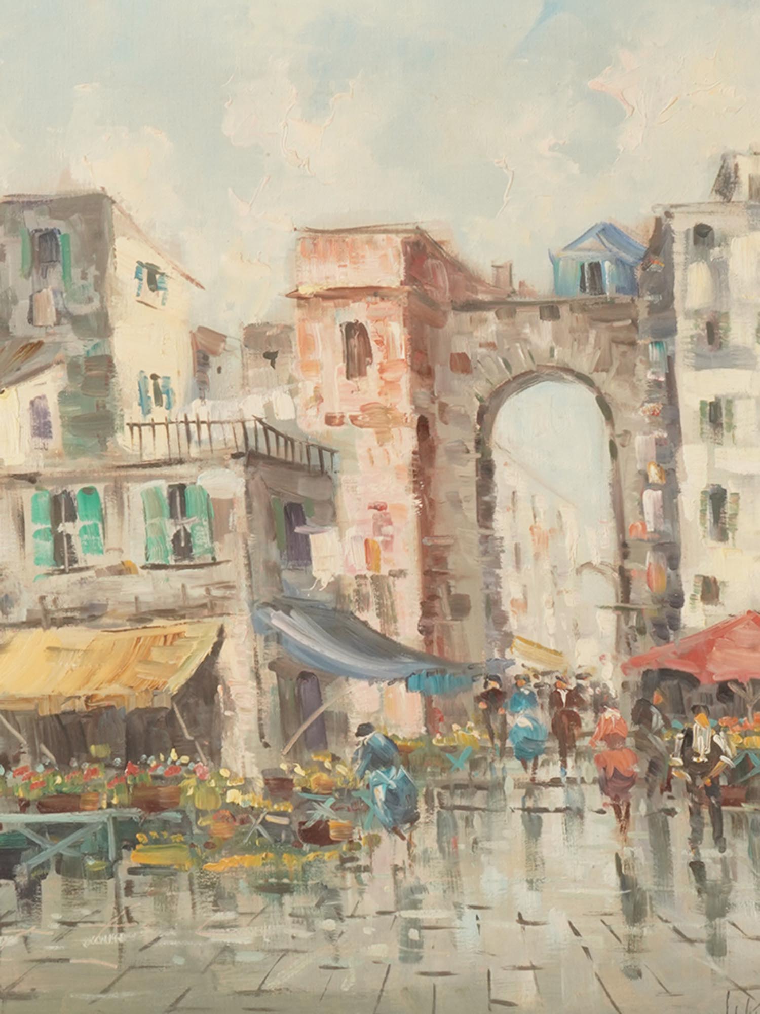 ITALIAN OIL PAINTING ROME SCENE BY ANTONIO DEVITY PIC-1